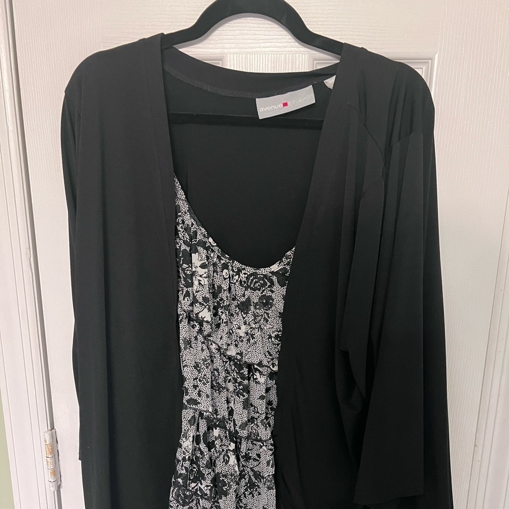Avenue plus size Black and White Layered Dress